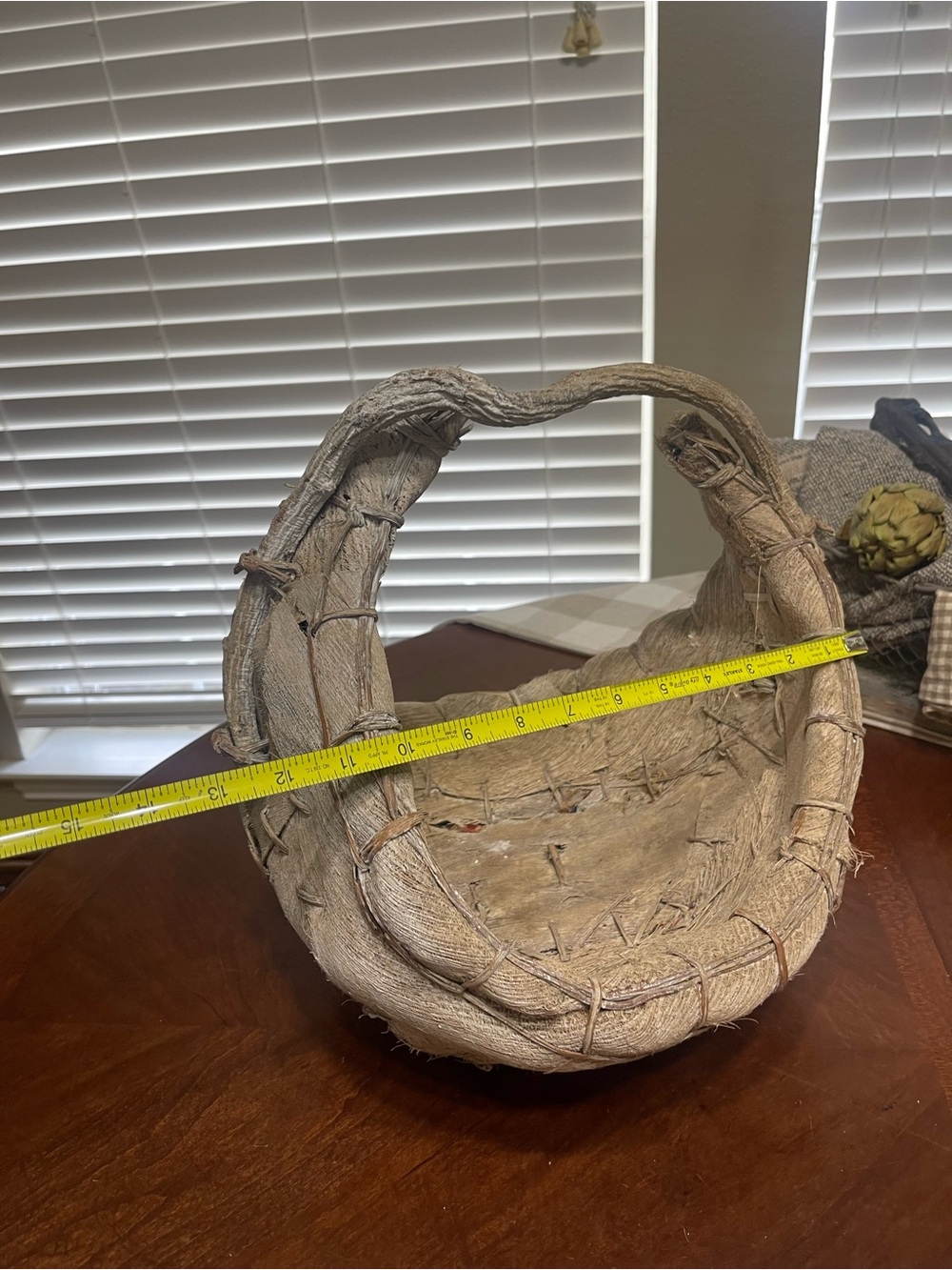 Vintage HUSK Fiber Handmade PalmLeaf Basket Rustic Woven Primitive Large - Picture 5 of 10